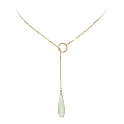 Gold Chalcedony Lariat Necklace