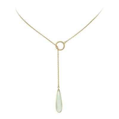 Gold Chalcedony Lariat Necklace