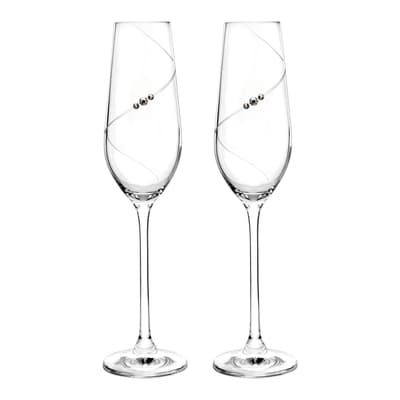 Set of 2 Auris Champagne Flutes embellished with Swarovski Crystals