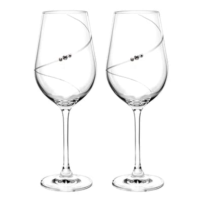 Set of 2 Auris Red Wine Glasses embellished with Swarovski Crystals