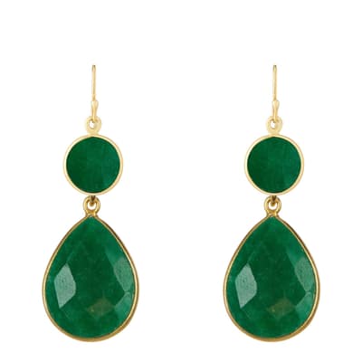 Gold Plated Plated Emerald Drop Earrings