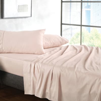 500TC Sateen Double Fitted Sheet, Angel