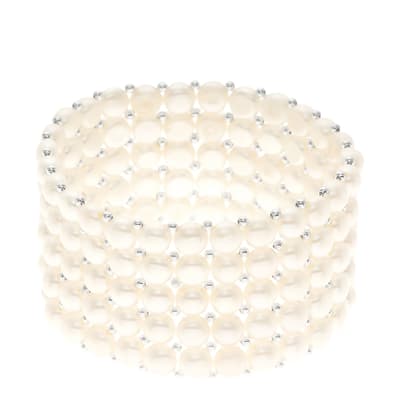 White Row of Five Pearl Bracelet