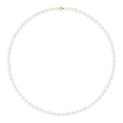 Gold / Natural White Pearl Necklace