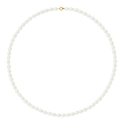 Gold / Natural White Pearl Necklace