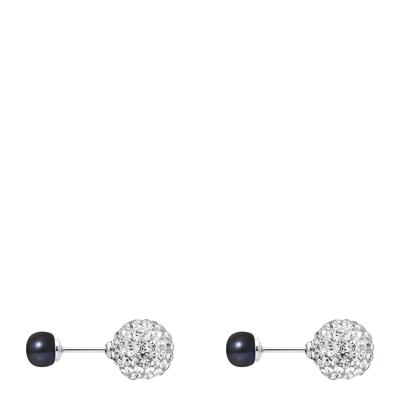 Black Pearl Button Earrings