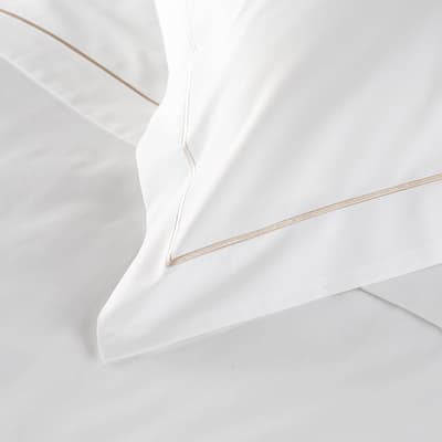 800TC Single Row Cord Super King Pillowcase, White/Flax