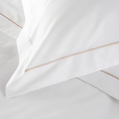 800TC Single Row Cord Large Square Pillowcase, White/Flax
