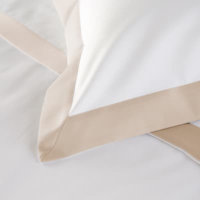 800TC Wide Border Super King Pillowcase, White/Flax