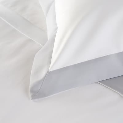 800TC Wide Border Super King Pillowcase, White/Ice Grey