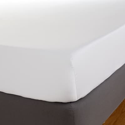 800TC Double Fitted Sheet, White