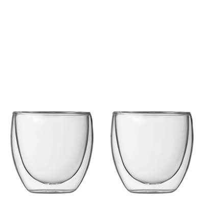 Set of 2 Pavina Small Double Wall Glass Cup 0.25L, 8oz