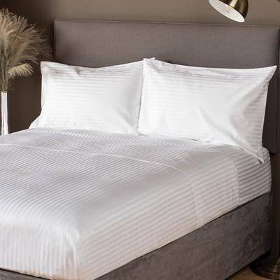 540Tc Satin Stripe King Flat Sheet, White