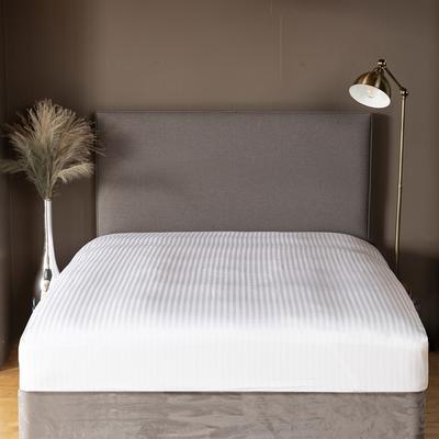 540Tc Satin Stripe King Fitted Sheet, White