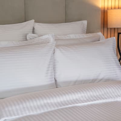 540Tc Satin Stripe Pair Of Housewife Pillowcases, White