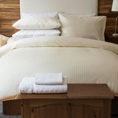 540Tc Satin Stripe Double Flat Sheet, Ivory