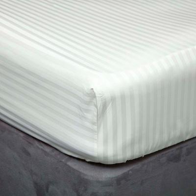 540Tc Satin Stripe Super King Fitted Sheet, Ivory