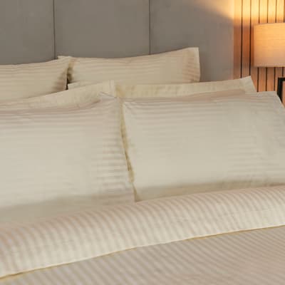 540Tc Satin Stripe Pair Of Housewife Pillowcases, Ivory
