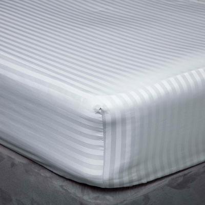 540Tc Satin Stripe Single Fitted Sheet, Platinum