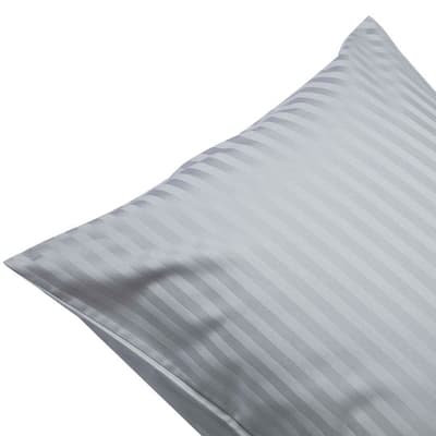 540Tc Satin Stripe Pair Of Housewife Pillowcases, Platinum