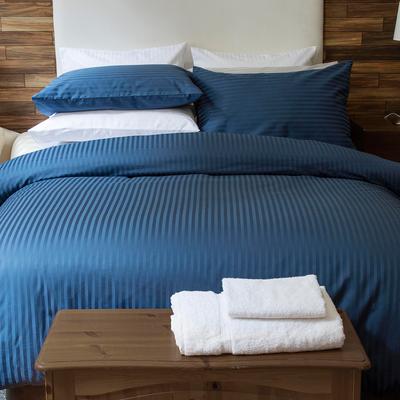 540Tc Satin Stripe Super King Duvet Cover Set, Navy