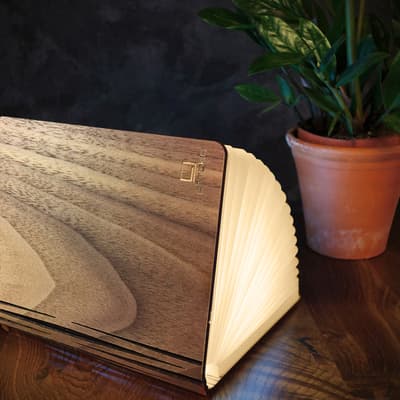 Natural Wood Smart Book Light, Large, Walnut