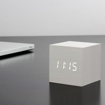 White Cube Click Clock with White LED