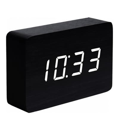 Black Brick Click Clock, with White LED