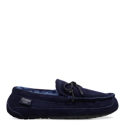 Men's Navy Sheepskin Moccasin Slipper