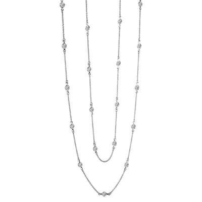 Silver Plated Station Zirconia Necklace