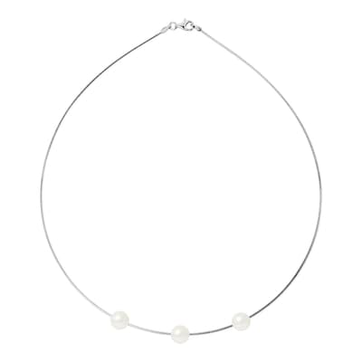 Natural White Silver Freshwater Pearl Necklace 