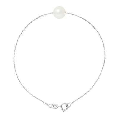 Natural White/White Gold Freshwater Pearl Bracelet