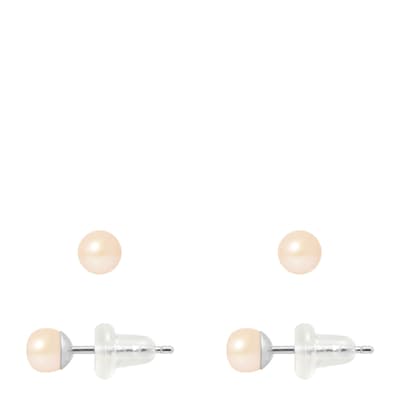 Natural Pink White Gold Freshwater Pearl Earrings
