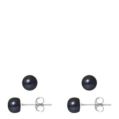 Black Tahiti White Gold Freshwater Pearl Earrings