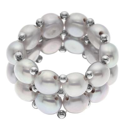 Shades Of Grey Hand Made Freshwater Pearl Ring