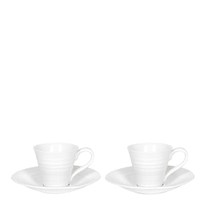 Set of 2 Espresso Cups & Saucers, 80ml