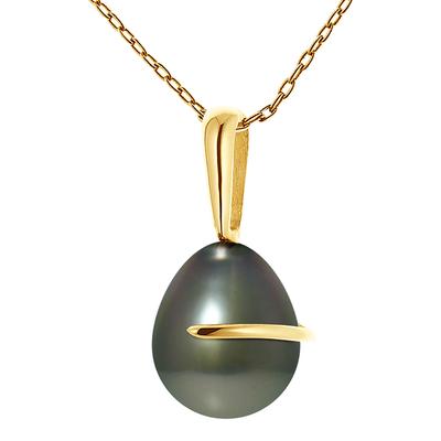 Yellow Gold Tahiti Pearl Beliere Pendant