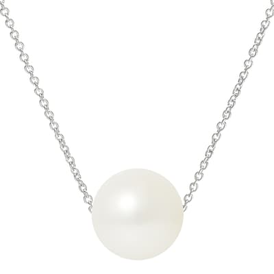 Natural White /Silver Freshwater Pearl Necklace 9-10mm
