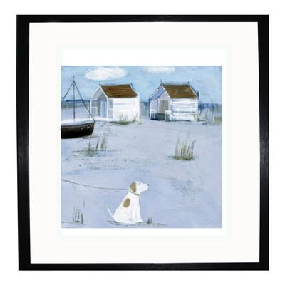 By the Beach Huts 35x35cm Framed Print