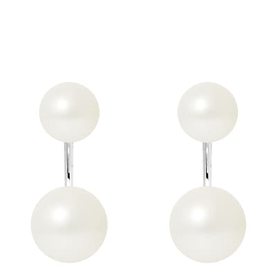White Double Pearl Earrings