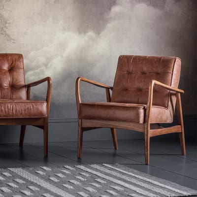 Dunstable Armchair, Vintage Brown Leather