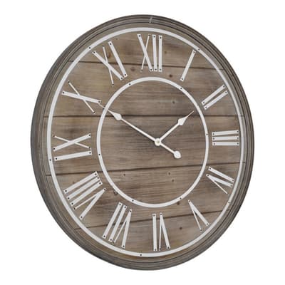 Iconic Hemsby Wall Clock, Bleach Wooden