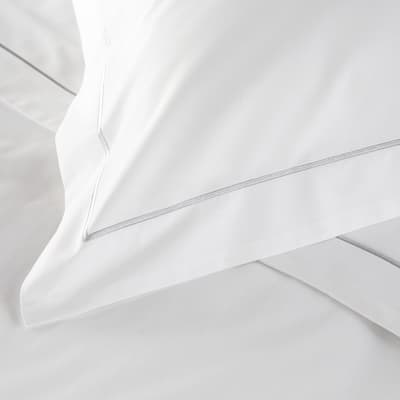 800TC Single Row Cord Pair of Housewife Pillowcases, White/Ice Grey