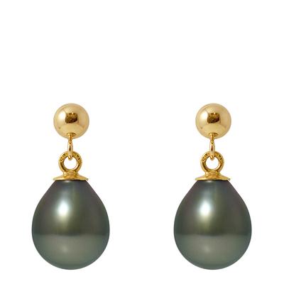 Yellow Gold Tahitian Style Pearl Earrings