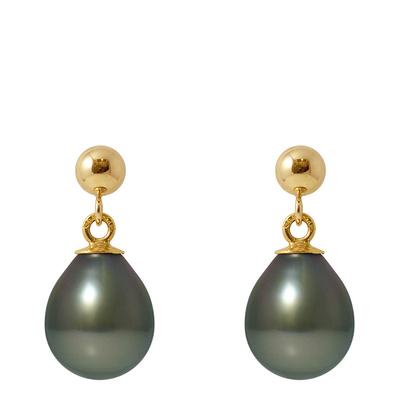 Yellow Gold Tahitian Style Pearl Earrings