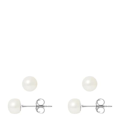 Silver /Natural White Narce Freshwater Pearl Earrings
