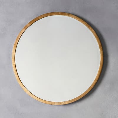Denair Round Mirror, Antique Gold