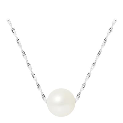 White/ White Gold Real Cultured Freshwater Pearl Necklace