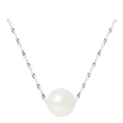 White/ White Gold Real Cultured Freshwater Pearl Necklace