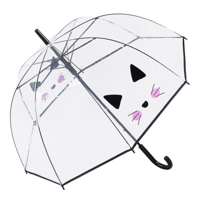 Transparent/Black Cat Birdcage Umbrella